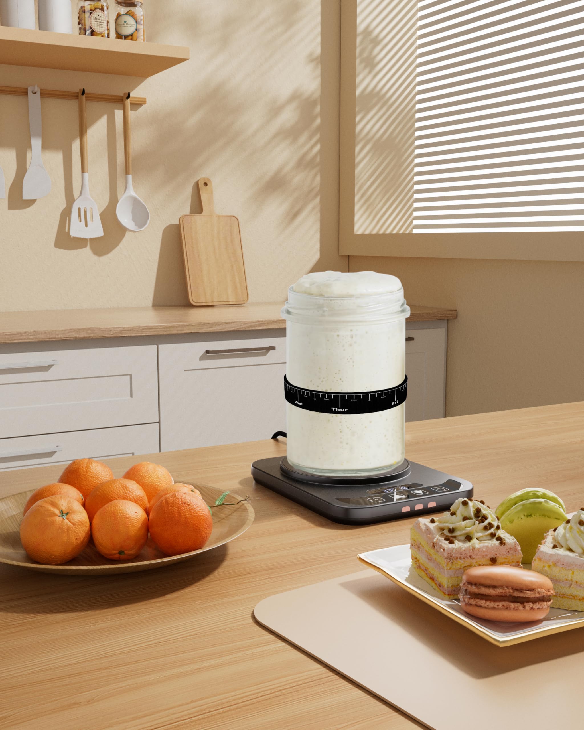 Sourdough Starter Warmer, Precise 1°F Thermostat Control (70-100°F) Sourdough Warming Mat,12-Hour Timer, Smart Memory, Fits Heating Pad for 24–40oz Jars, 110V Perfect for Home Baking & Fermentation