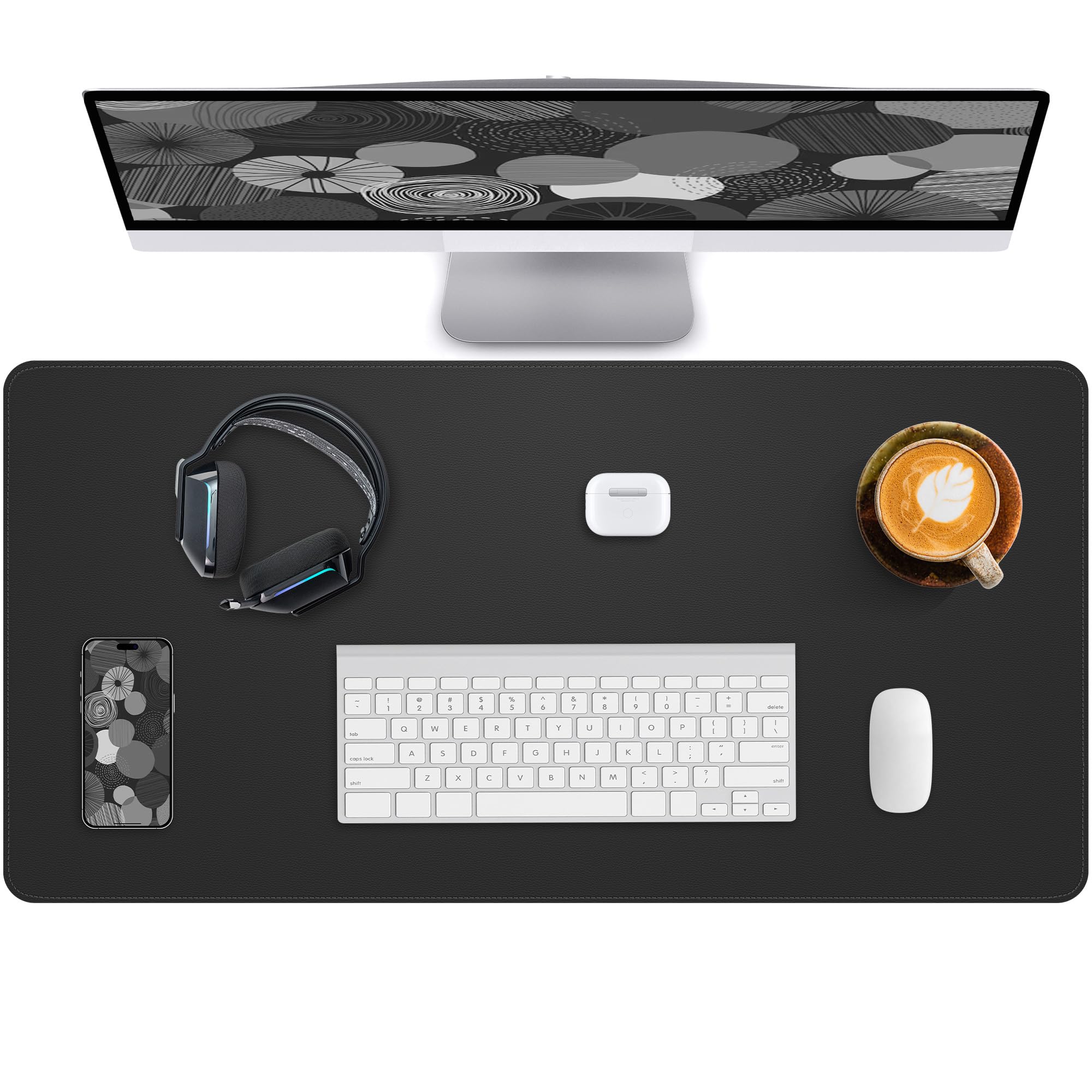 Leather Desk Pad Protector,Office Desk Mat,Large Mouse Pad, Non-Slip PU Leather Desk Blotter,Desk Cover mat,Waterproof Desk Writing Pad for Office and