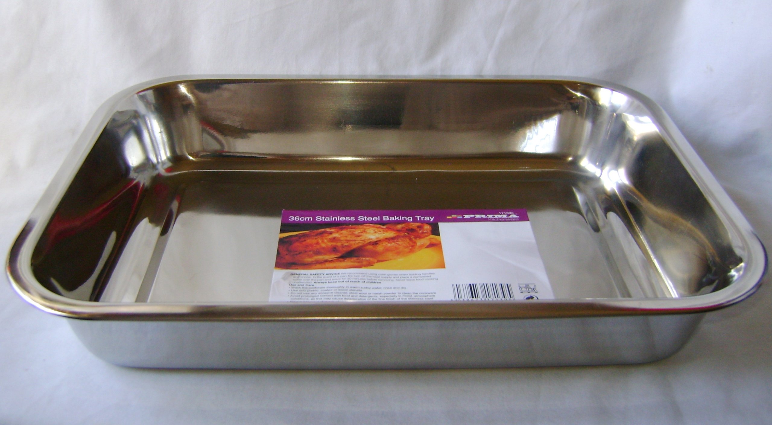 Bargains-Galore Silver New Stainless Steel Roasting Baking Tray Oven Tin 36Cm 14" Prima