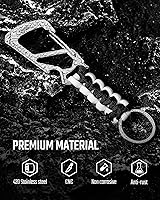 Vista 3 de KeyUnity KC00 Llavero de mosquetón de paracord, cordón de paracaídas 550 Multiherramienta para exteriores, mochilas, hombres y mujeres Negro Blanco