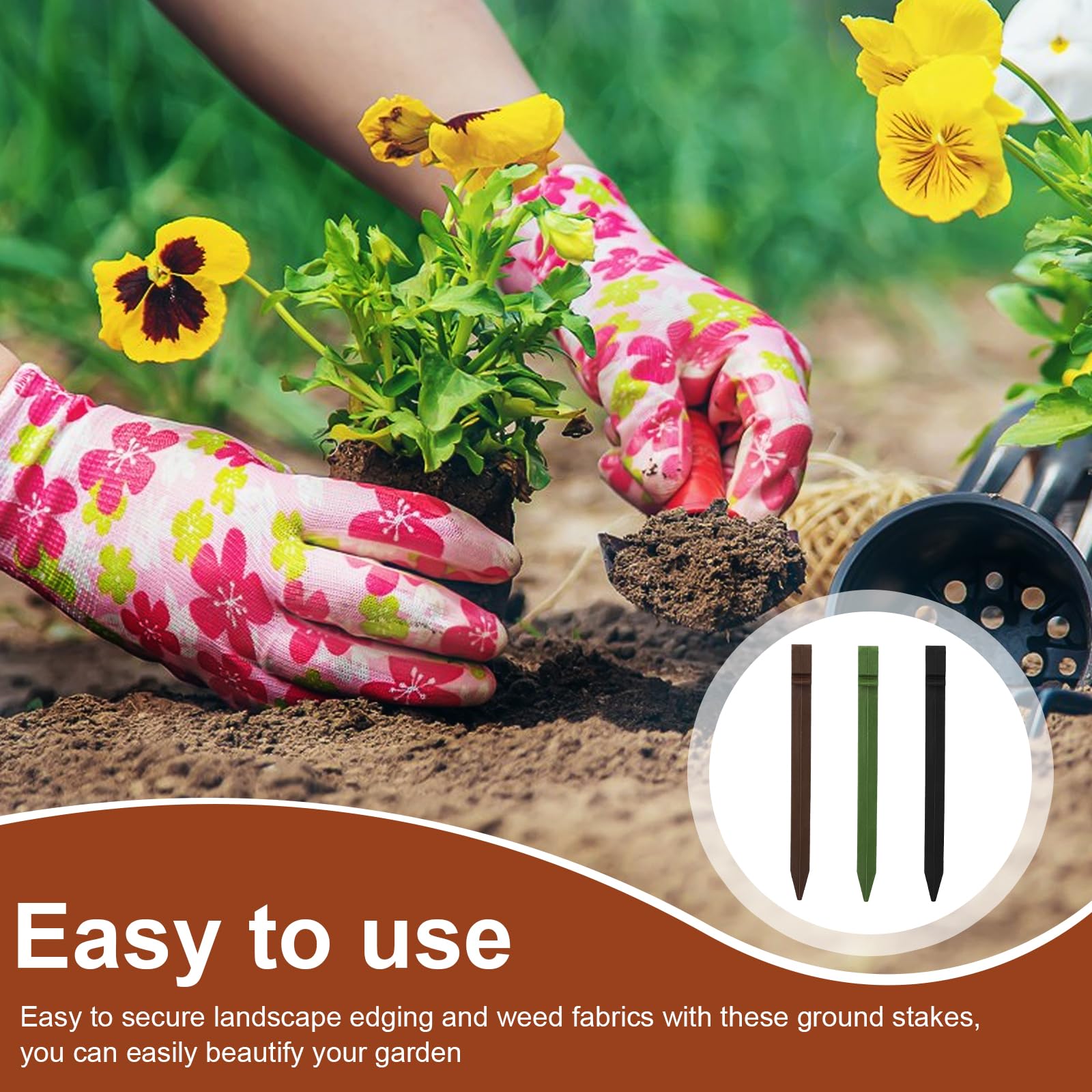 Plastic Ground Stakes, 25CM Heavy Duty Landscape Edging Stakes - Image 2