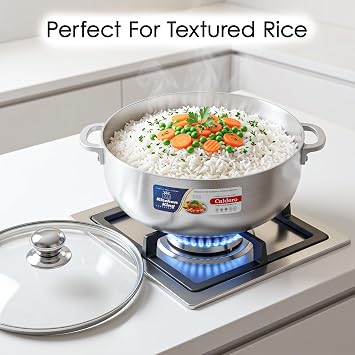 Kitchen King | Caldero Pot with Glass Lid | Heavy Gauge Aluminum | Even Heat Distribution | Tempered Glass Lid with Steam Vent | Gas & Electric Compatible (26 cm / 10) | Capacity 4.4 Ltr