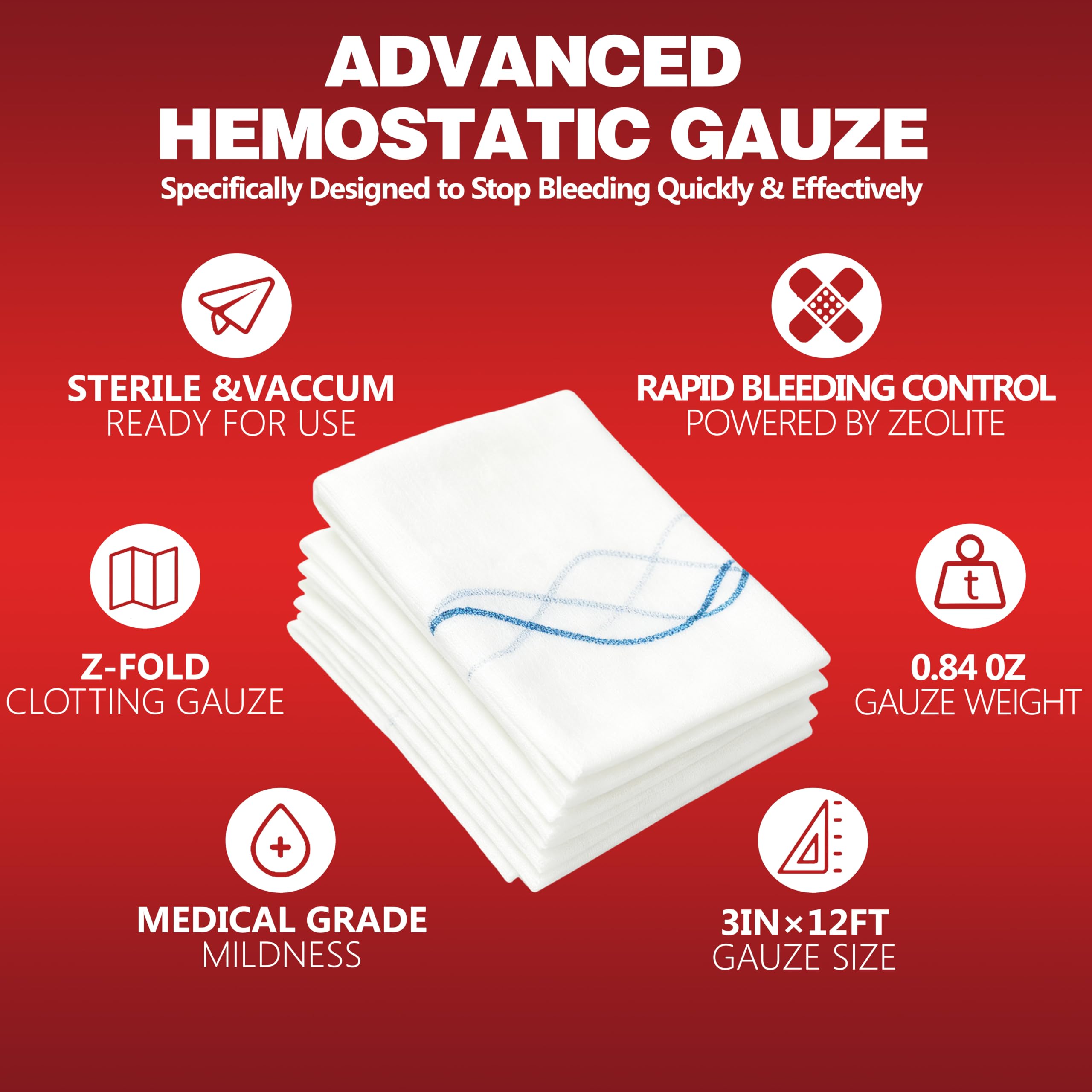Kaolin Hemostatic Gauze for Emergency First Aid, 2 Pack — Amazon image 2