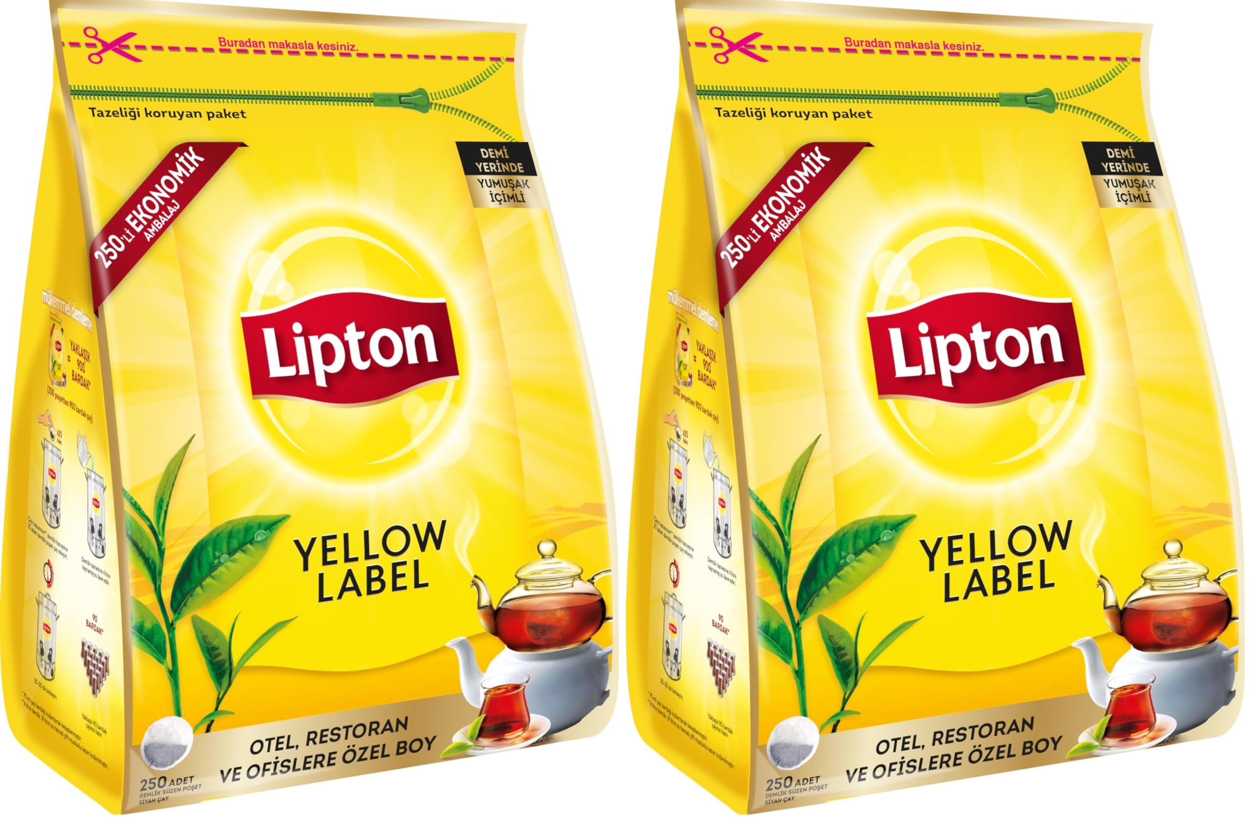 Lipton Yellow Label 250'li Demlik Poşet Çay (2 paketi)