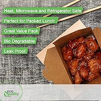 Vista 6 de Recipientes de comida para llevar de 26 onzas, cajas de papel kraft marrón para llevar, aptas para microondas, resistentes a fugas y grasa