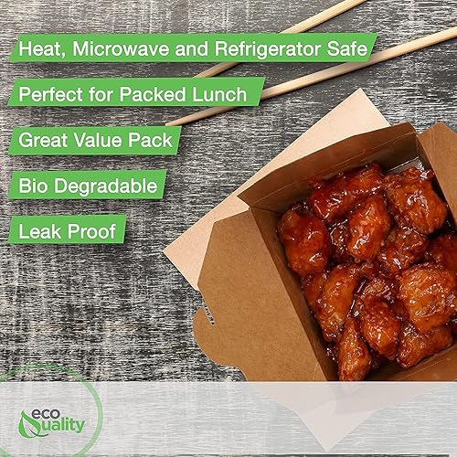 Miniatura 6 de Recipientes de comida para llevar de 26 onzas, cajas de papel kraft marrón para llevar al microondas, resistentes a fugas y grasa, contenedores para