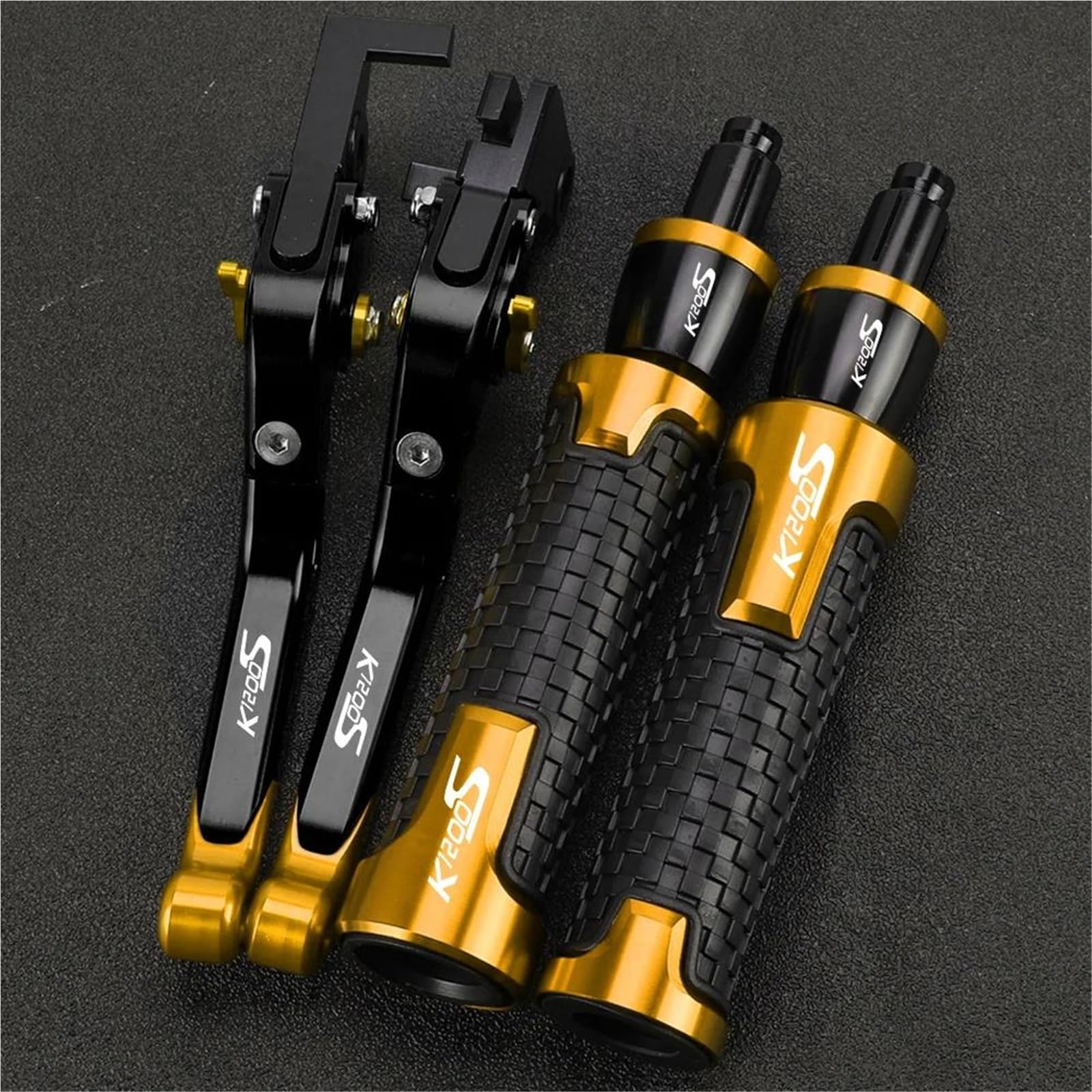 GQUIKGW Replace Motorcycle Accessories Adjustable Clutch Brake Lever Handlebar Grips Ends for BMW K1200S K 1200S K1200 S 2004-2008(Yellow 3)