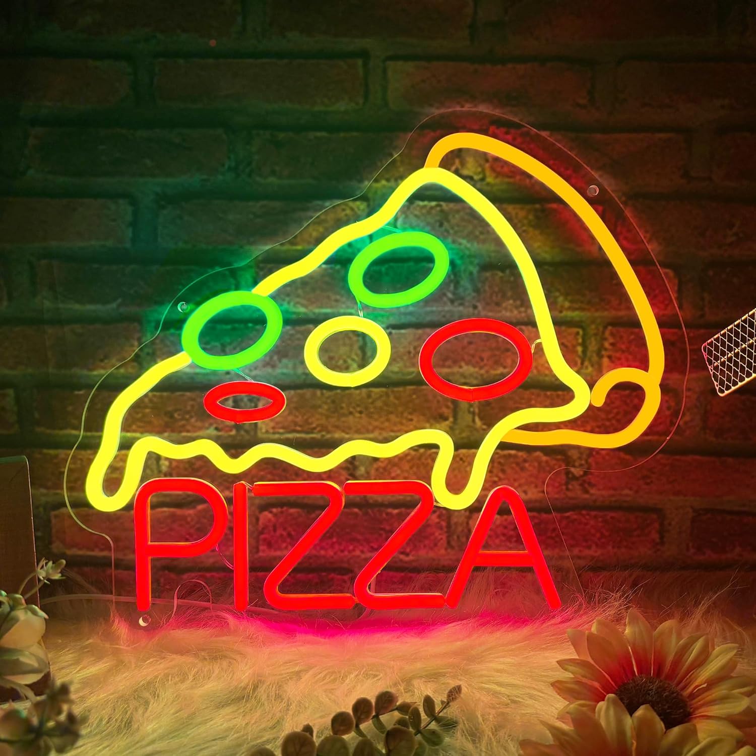 Pizza Neon Sign for Wall Decor, Dimmable Pizza Led Signs, USB Powered Neon Light Sign for Business, Fast Food Store, Restaurant, Home Kitchen, Bar Pub, Neon Gifts