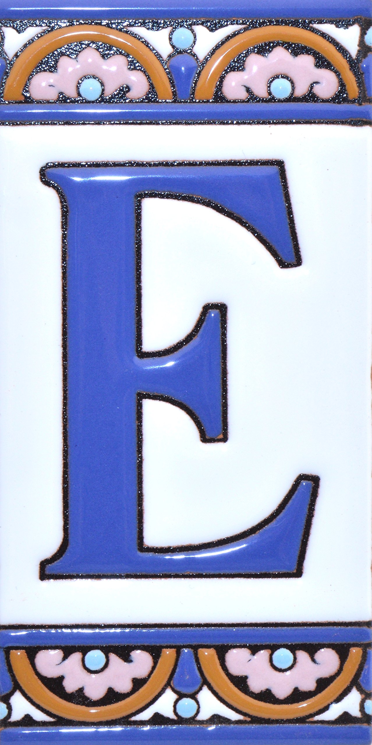 Art Escudellers Letter "E" House Letters 6 Inch. Handpainted House Letter Tiles For Signs, Addresses And Names. Address Numbers For Houses. House Address Numbers And Letters. Design Arco Grande 5,86" X 2,91" (Letter E)