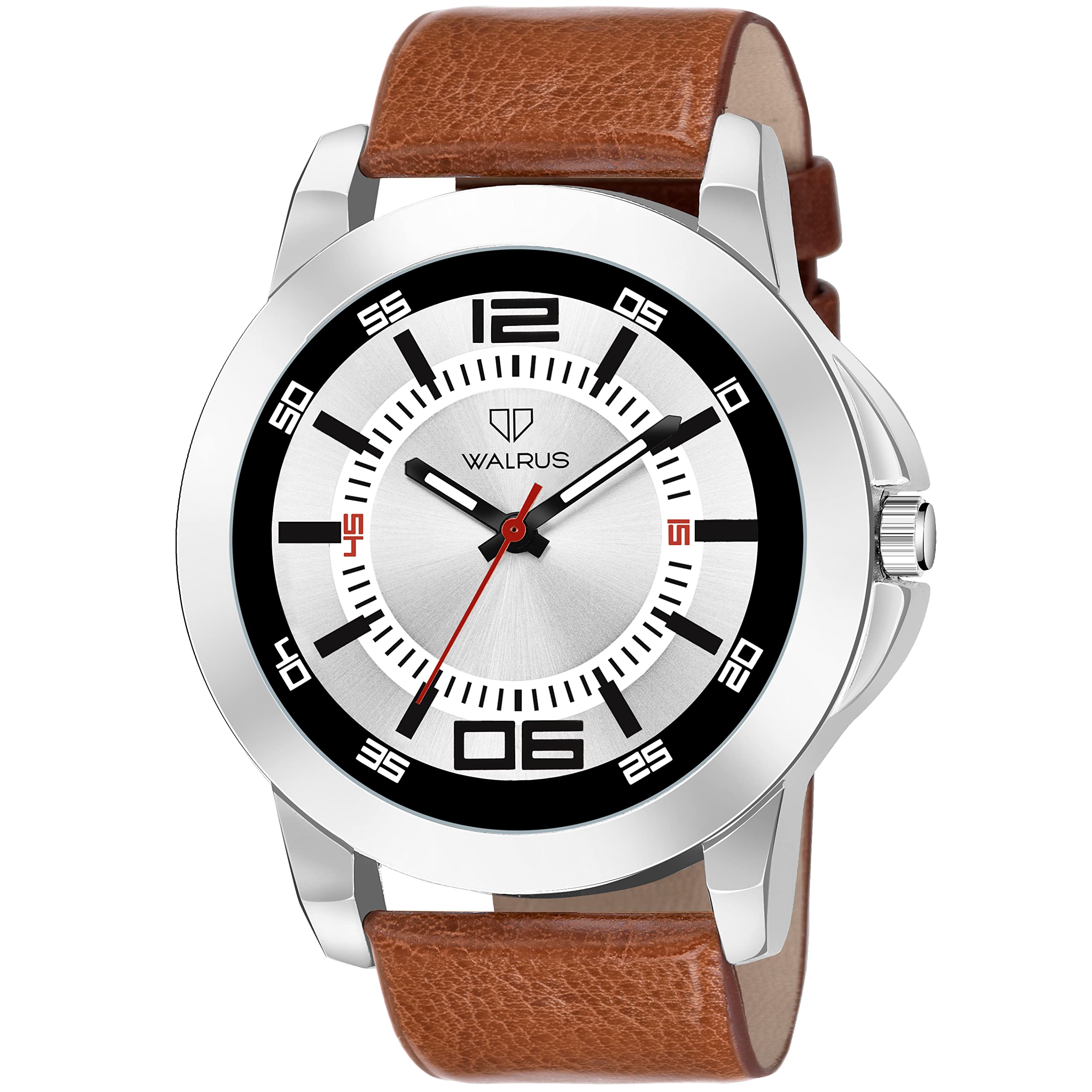 Walrus Cult VII Series Mens Watch - Silver Dial, Brown Leather Strap, Grey Case, Quartz Movement - Professional & Casual Use- Old Money Style Mens Wrist Watch for Gift (B0B1QQWZLZ) Amazon Price History, Amazon Price Tracker