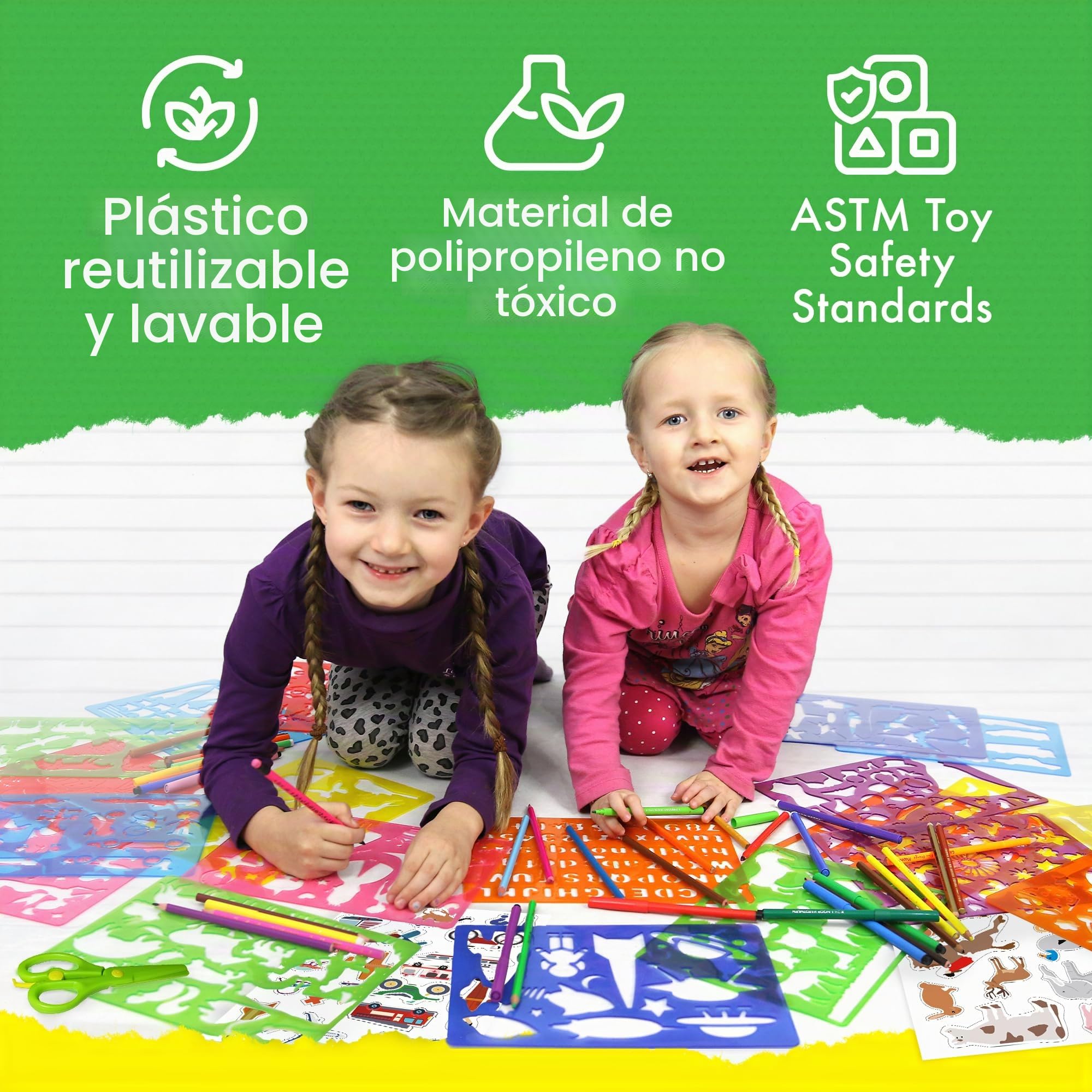 Plantillas de Dibujo Kit de Manualidades para niños con 370 Figuras | Plantillas para Pintar Que desarrollan la Creatividad | Desde los 3 años