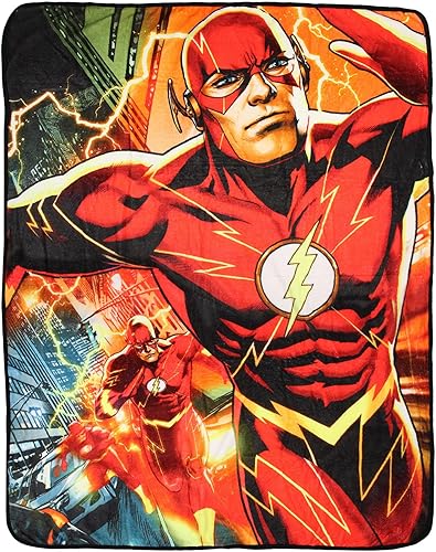 Northwest DC Comics The Flash Running Lightning - Manta de felpa de superhéroe de 46 x 60 pies
