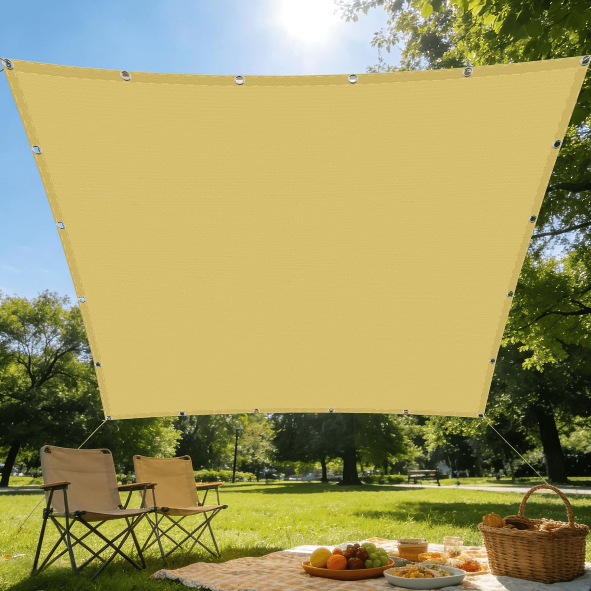 Voile d'ombrage imperméable rectangulaire 1x3.6m jaune sable