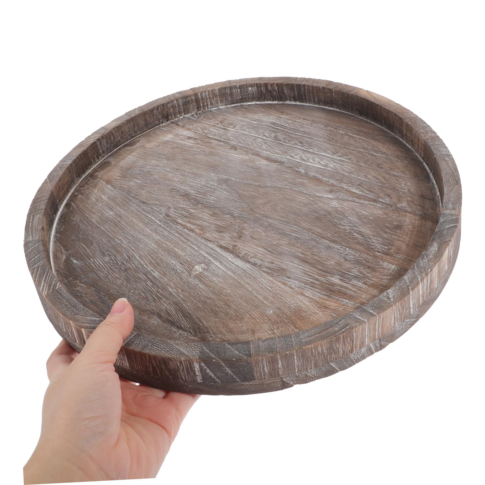 Bandeja Decorativa Redonda de Madera, Juego de 2 Piezas