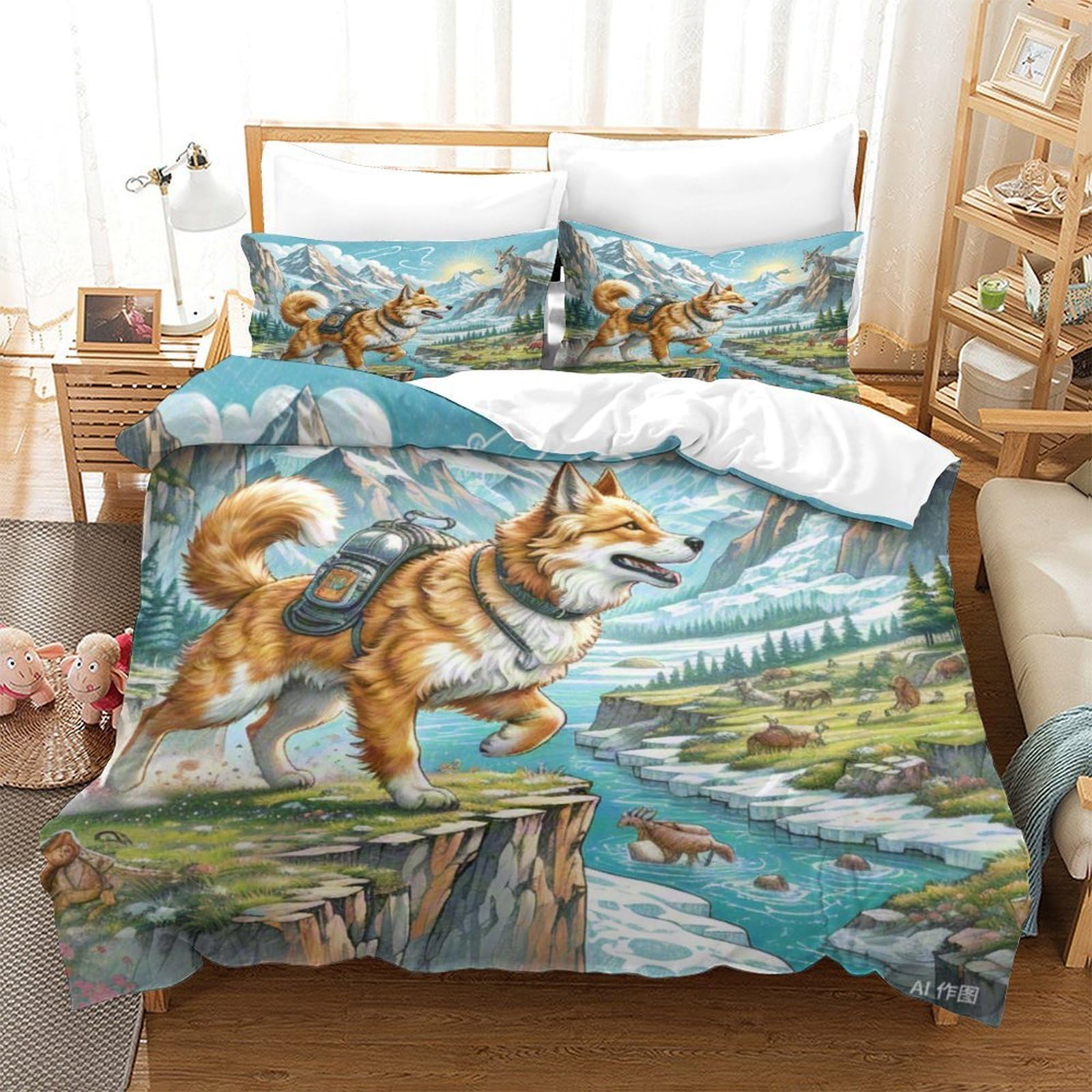 Housse de couette Fox Terrier 3D le cadeau parfait en microfibre pour lit garçon et fille