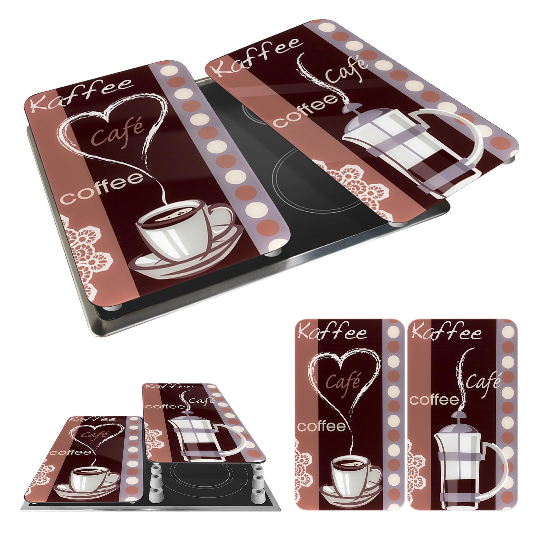 WENKO Placas protectoras para cocina Mod Aroma de café, ajustable en altura para todo tipo de cocinas, tabla de cortar y protector contra salpicaduras, vidrio, 30 x 52 cm, juego de 2