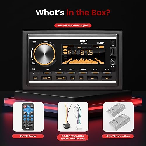 Miniatura 7 de Pyle Receptor estéreo marino Bluetooth para barco, unidad principal marina, receptor estéreo doble DIN, amplificador de potencia - Llamadas manos