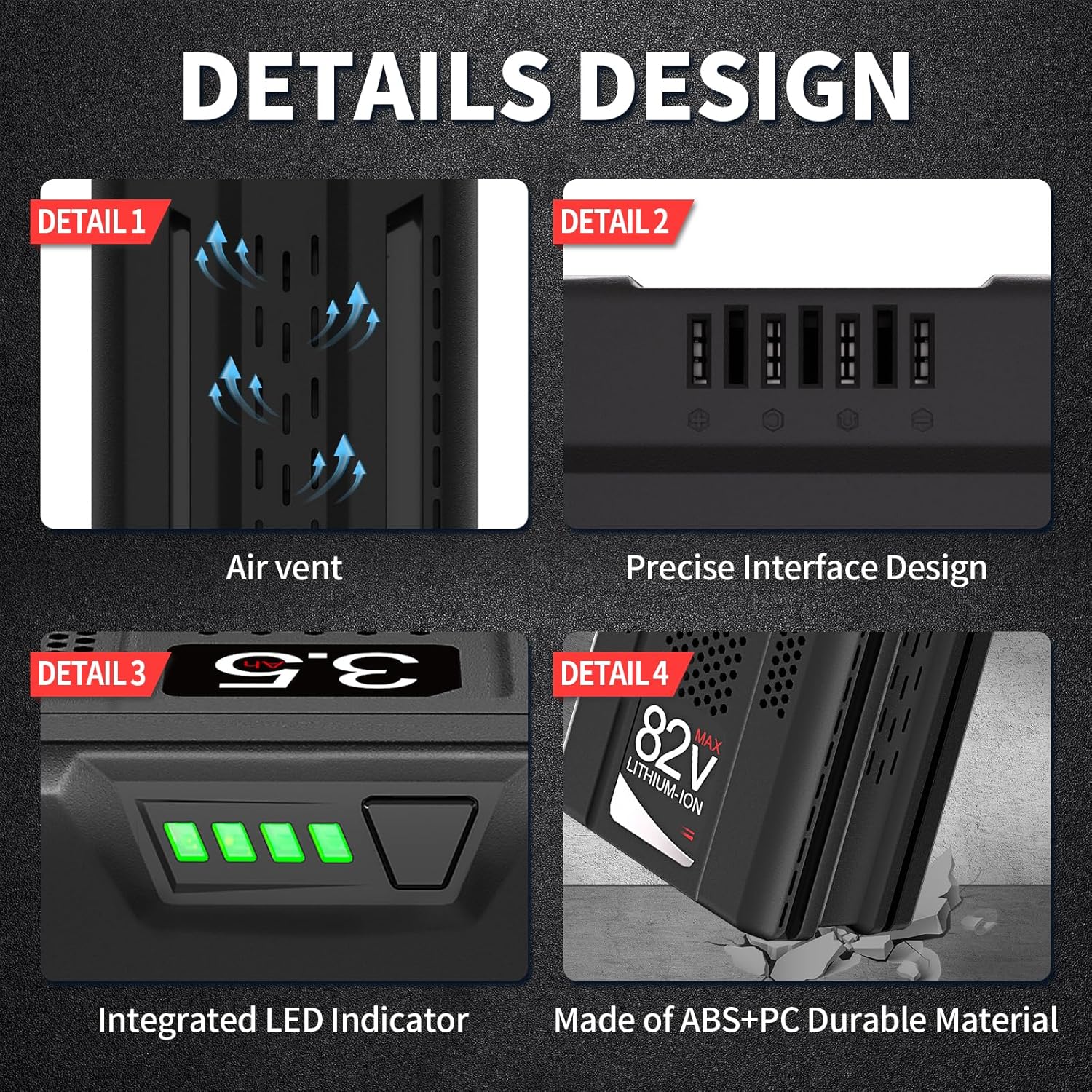 Replace Battery for Snapper XD 82V Battery Briggs & Stratton 3.5Ah 1760266 1760265 High Capacity Lithium-ion Battery BSB2AH82 / BSB4AH82 / BSB5AH82 for Cordless Electric Tools - Image 3