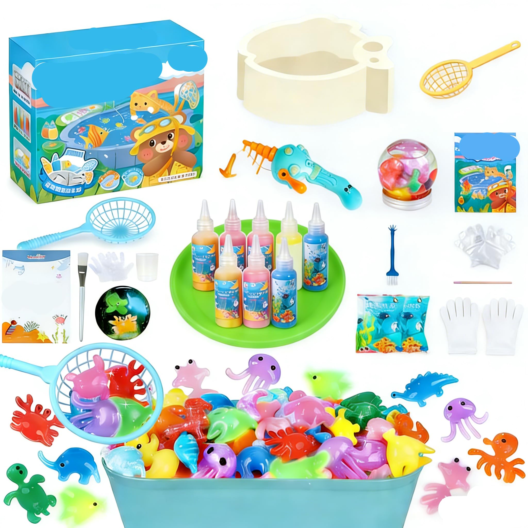 MOPQMKT Flavery Magic Water Elf Kit, Magic Toy Kit, Aqua Gelz Kits for Kids, with 8 Magic Gels and 8 Shape Molds 5-8 Years Old Gifts for Girls, Arts Crafts Toys for Girls Age 5 6 7 8