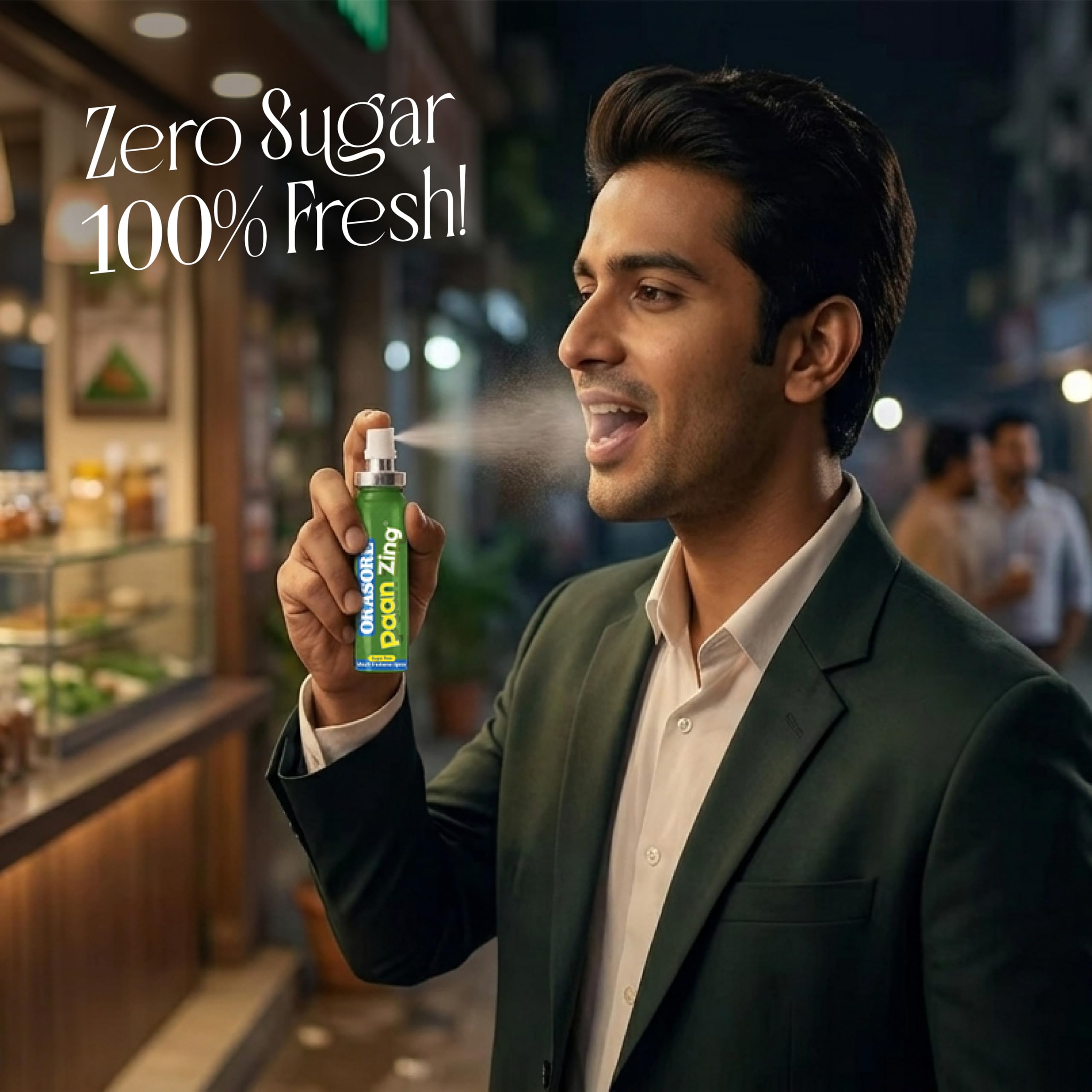 PaanZing Instant Mouth Freshener Spray by Orasore | Paan, Aloe Vera, Pudina, Peppermint, Cinnamon, Clove & Elaichi | Anti-Bacterial & Long Lasting, Germ-free Blend (Pack of 1) 1