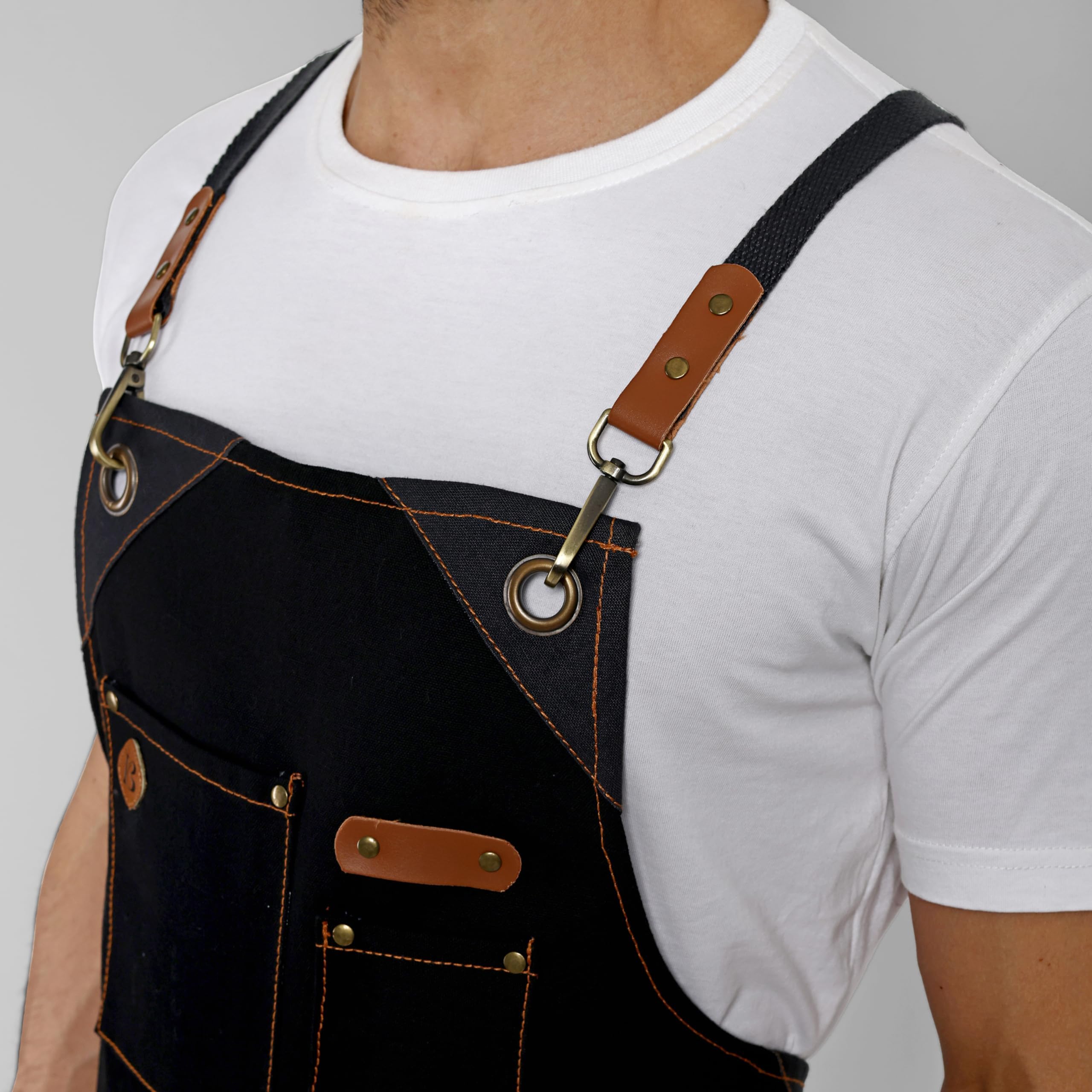 Delantal de cocina de algodón reciclado con cuello ajustable con lazos largos, para cocinar, hornear