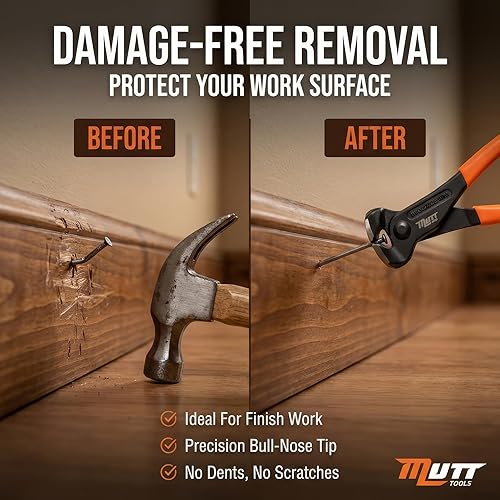 Miniatura 4 de Mutt Tools - Alicates de corte de extremo de 8 pulgadas resistentes - Herramienta de pinzas CRV - Alicates para extractor de uñas, herramienta para