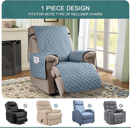 Miniatura 3 de Ruaozz Funda para silla reclinable 100% impermeable, antideslizante, funda de asiento para silla reclinable, lavable, con correas elásticas para