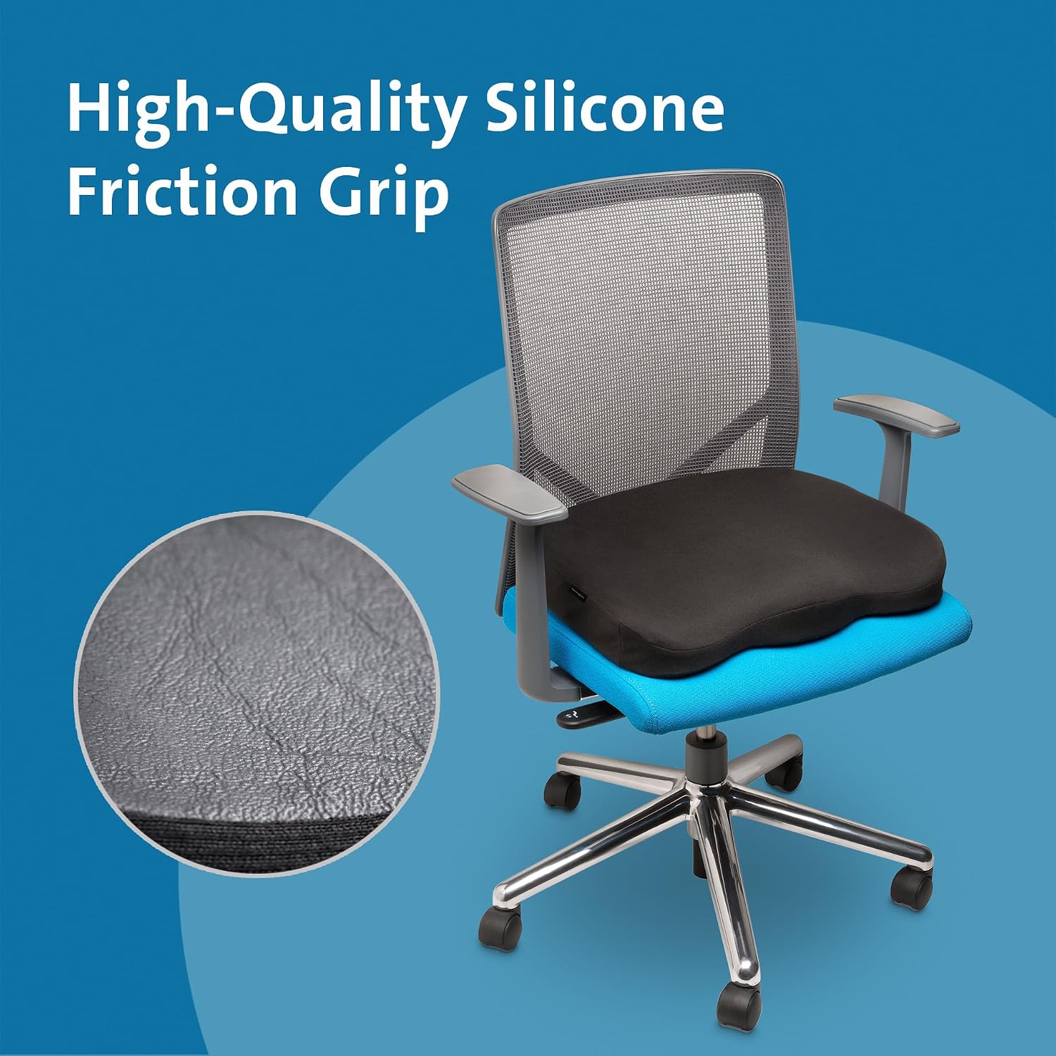 Kensington Seat Cushion for Office, Desk Chair Cushion, Car Seat Cushion, Pain Relief Memory Foam Seat Rest, Computer Chair Pad, Ergonomic Office Chair Cushion, Chair Pillow, Black K55805WW 410x470x72