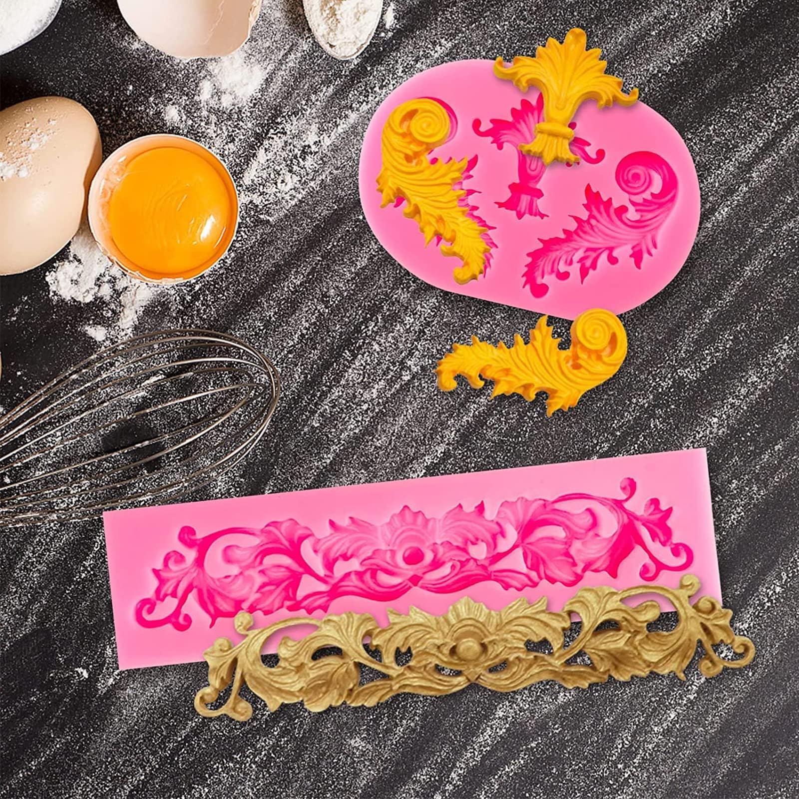 5 sztuk silikonowych foremek do fondantów, barokowych 3D, vintage, do krówek, czekolady, dekoracji deserowych