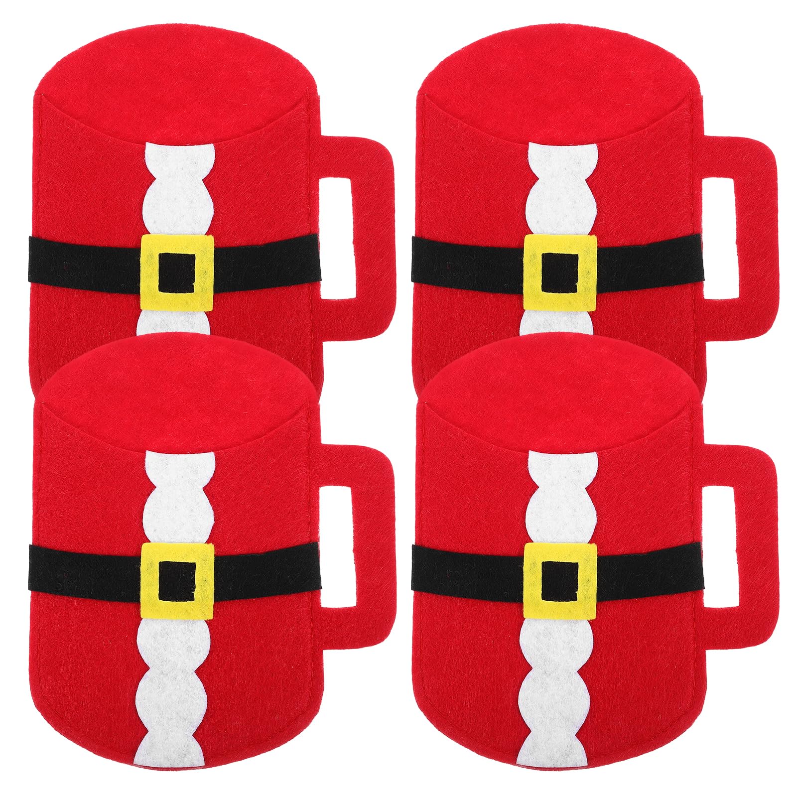 LUOZZY 4pcs Christmas Tableware Silverware Xmas Cutlery Bags Cup Shaped Tableware Pouch Silverware Bag Fork and Spoon Pouch