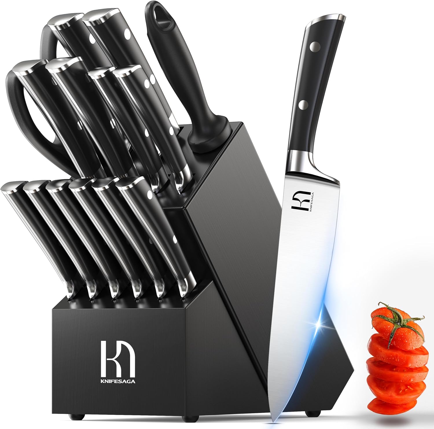 2025 Knife Set 15 Pcs Japanese High Carbon Stainless Steel Kitchen Knife Sets with Block