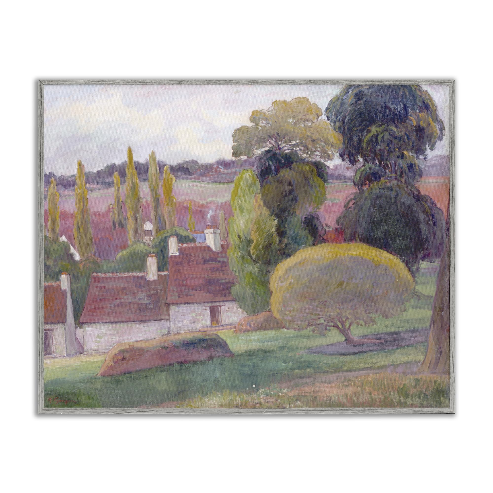 Stupell Industries 'A Farm In Brittany Gauguin', Framed Giclee Art, Gray, 30 x 24 Inches, Easy to Hang and Sturdy, Made in USA, by Stellar Design Studio