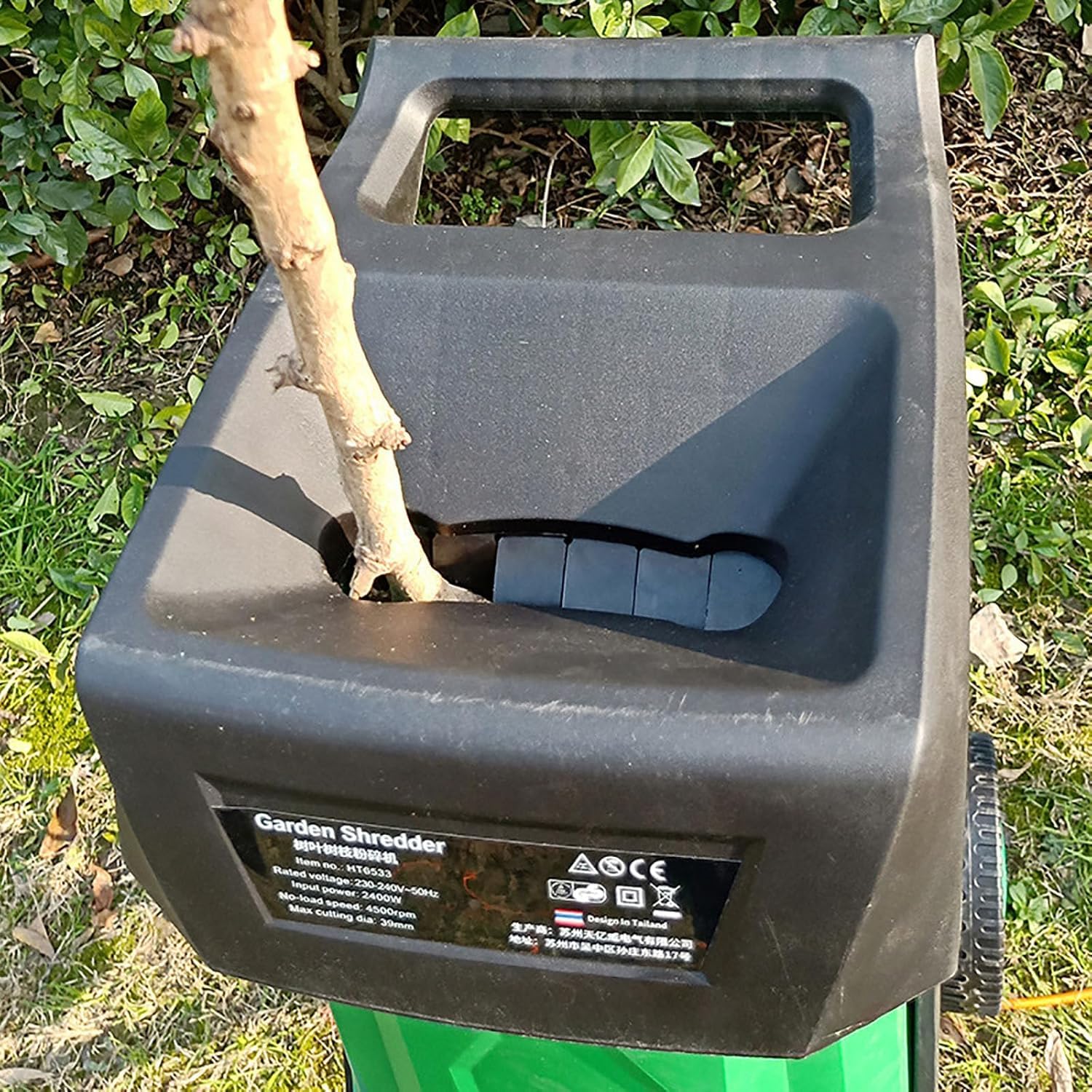 Trituradora eléctrica de jardín con bolsa de recogida para mantenimiento de césped y patio