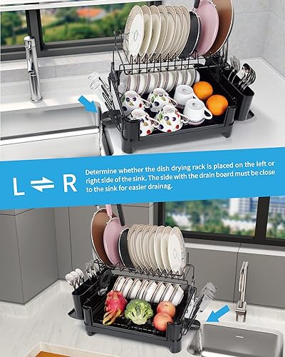 Miniatura 6 de Weiker - Estante para secado de platos de dos niveles multifuncional para vajilla y herramientas de cocina estante para desagüe de vajilla modelo