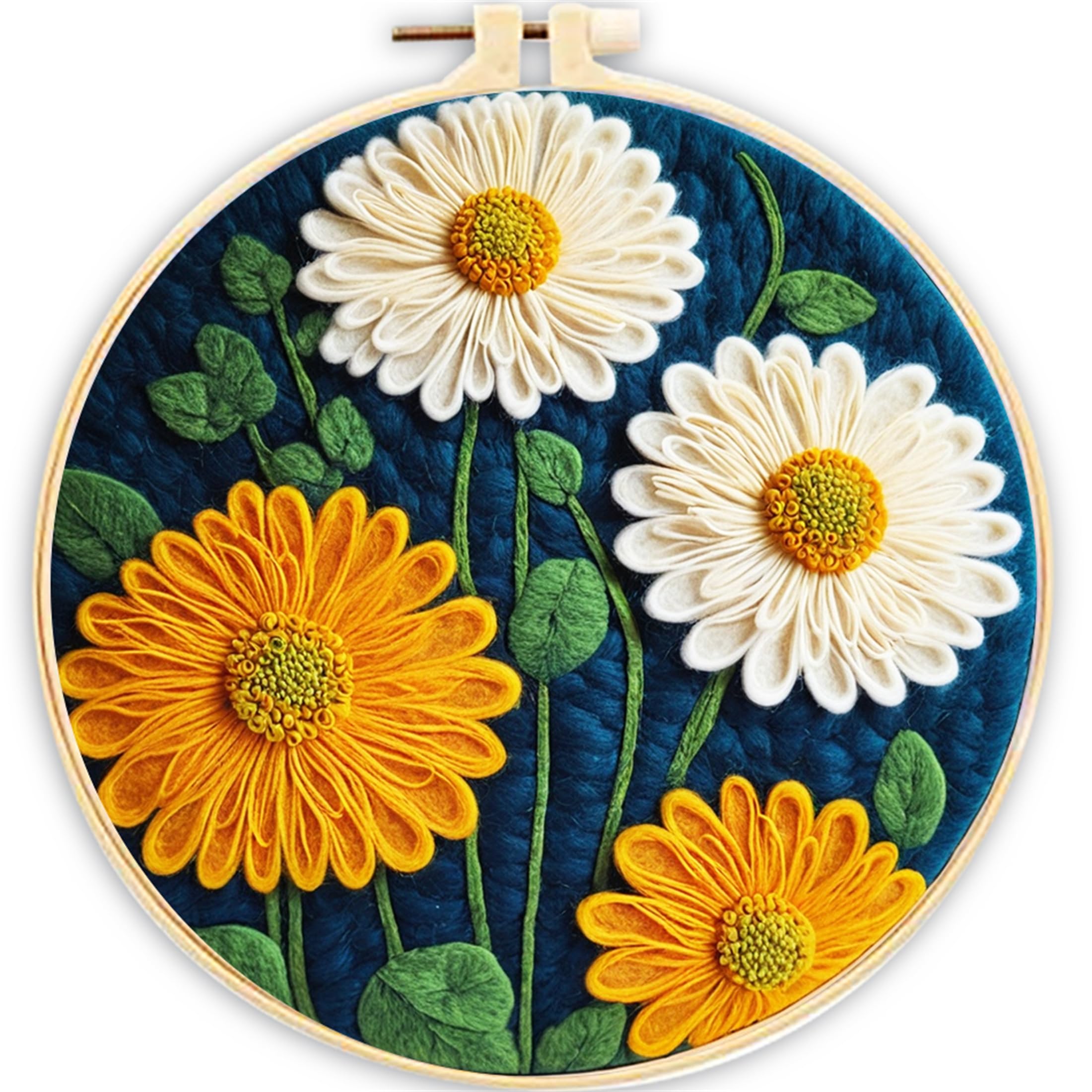SARBUTER Needle Felting Kits, DIY Wool Felt Starer Needle Felting Embroidery Kits for Beginners ，Suitable for Giftware Home Decoration (Wild Chrysanthemums)