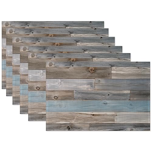 Vintage Barn Wooden Placemats Set of 6,Wood Grain Dinner Table