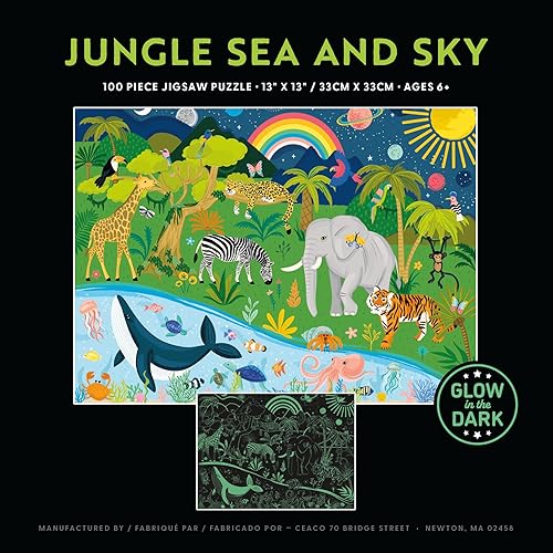 Miniatura 7 de Ceaco - Brillan en la oscuridad - Jungle, Sea & Sky - Rompecabezas de 100 piezas