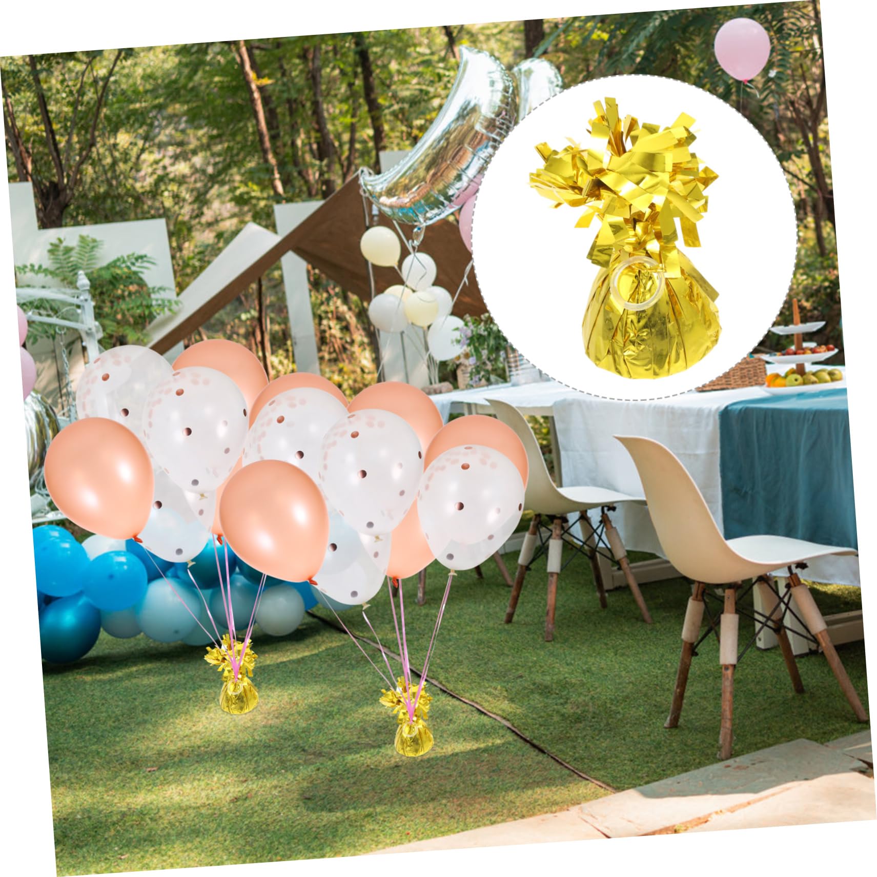 Pesi per Palloncini in Blocco Oro 5 Pezzi in Alluminio | Calcestruzzo, per Party e Tavolo da Pranzo, Riutilizzabili, Adatti a Lattice e Helium