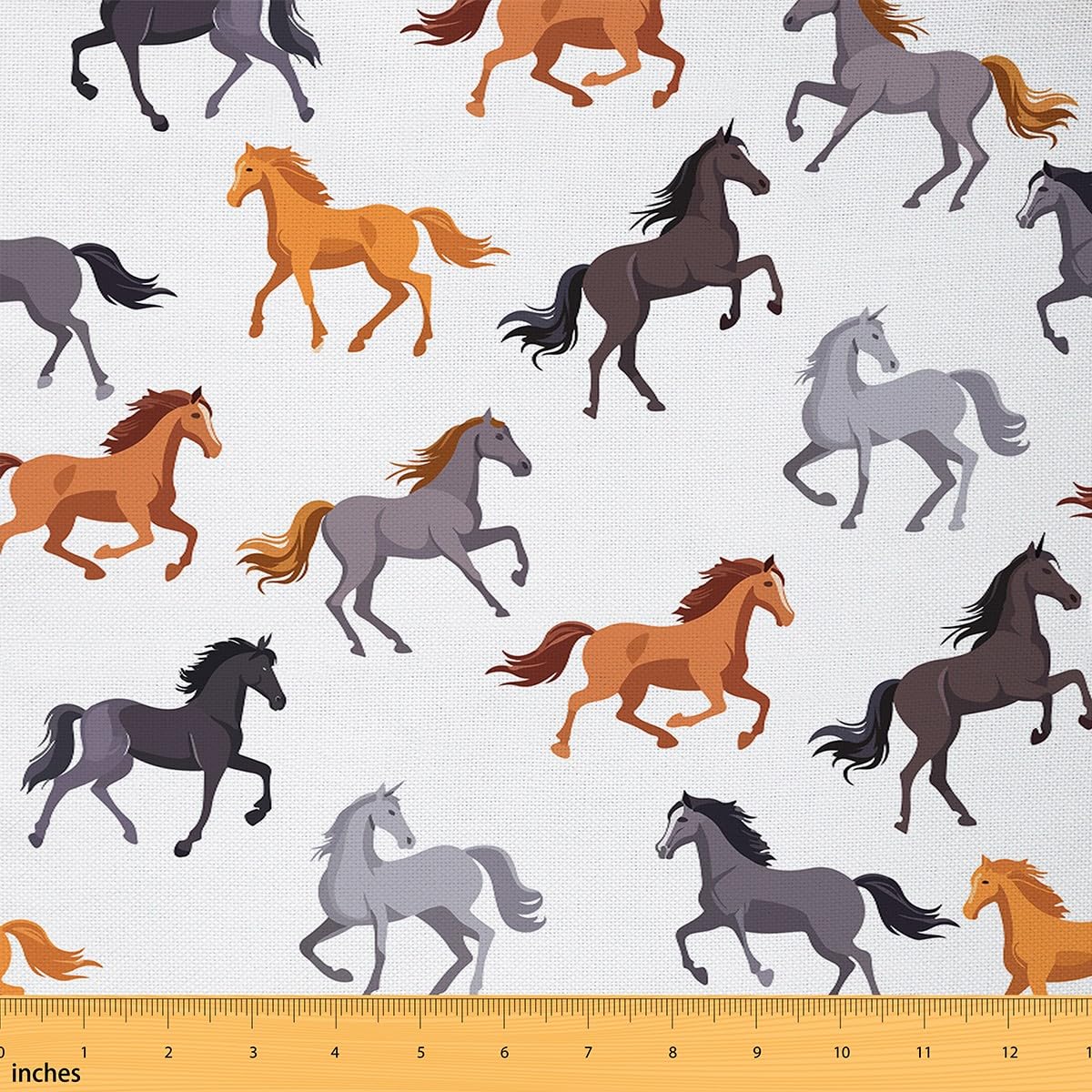 Feelyou Horse Upholstery Fabric for Chairs 1 Yard Galloping Horse Fabric by The Yard for Kids Boys Cute Animal Western Kawaii Farm Decorative Waterproof Outdoor Fabric Orange Cowboy Outdoor Fabric