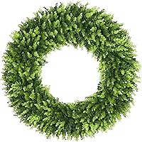 Vista 10 de DDHS Coronas de boj de 20 pulgadas para puerta delantera, corona de primavera artificial. Coronas para puerta delantera, granja, boda, verde, todo