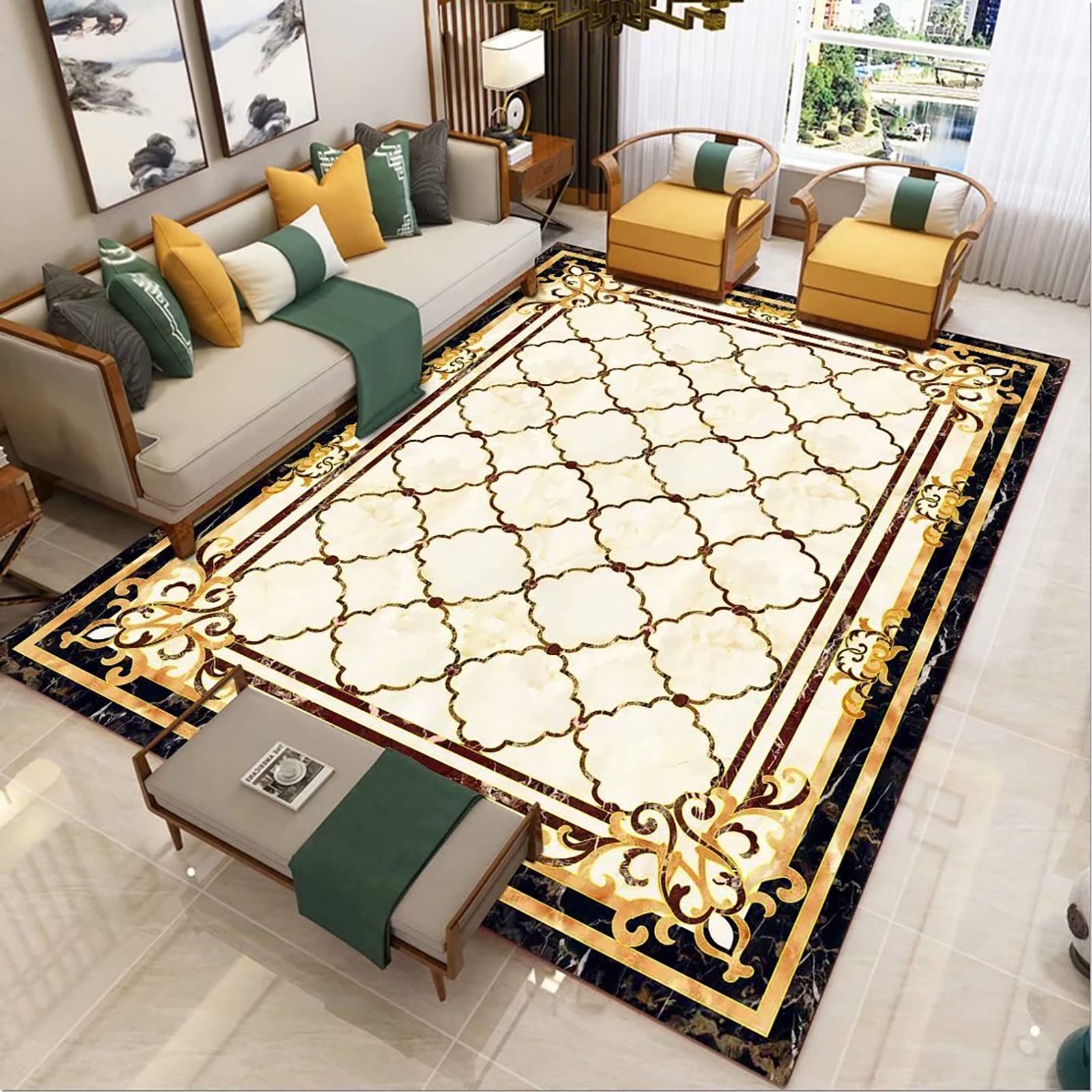 Tapis antidérapant poils longs nordique pour une chambre cocooning