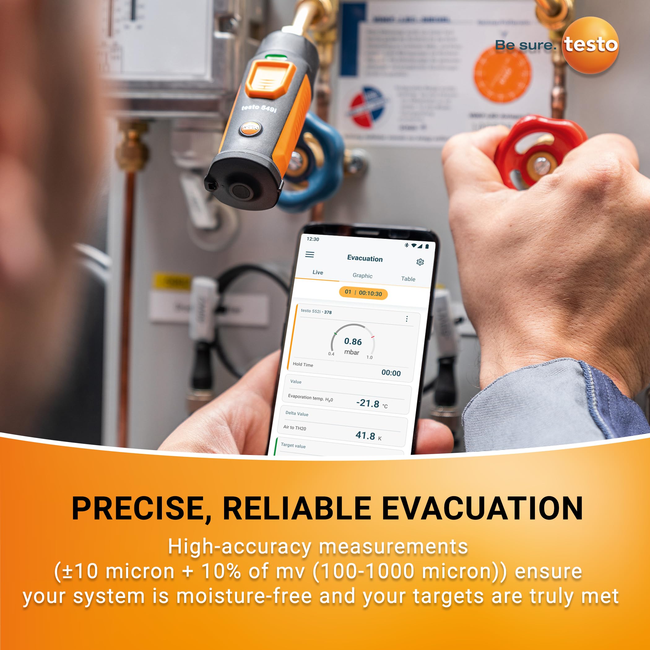 testo 552i Sonda a vuoto wireless controllata da app I per sistemi HVAC – con Bluetooth