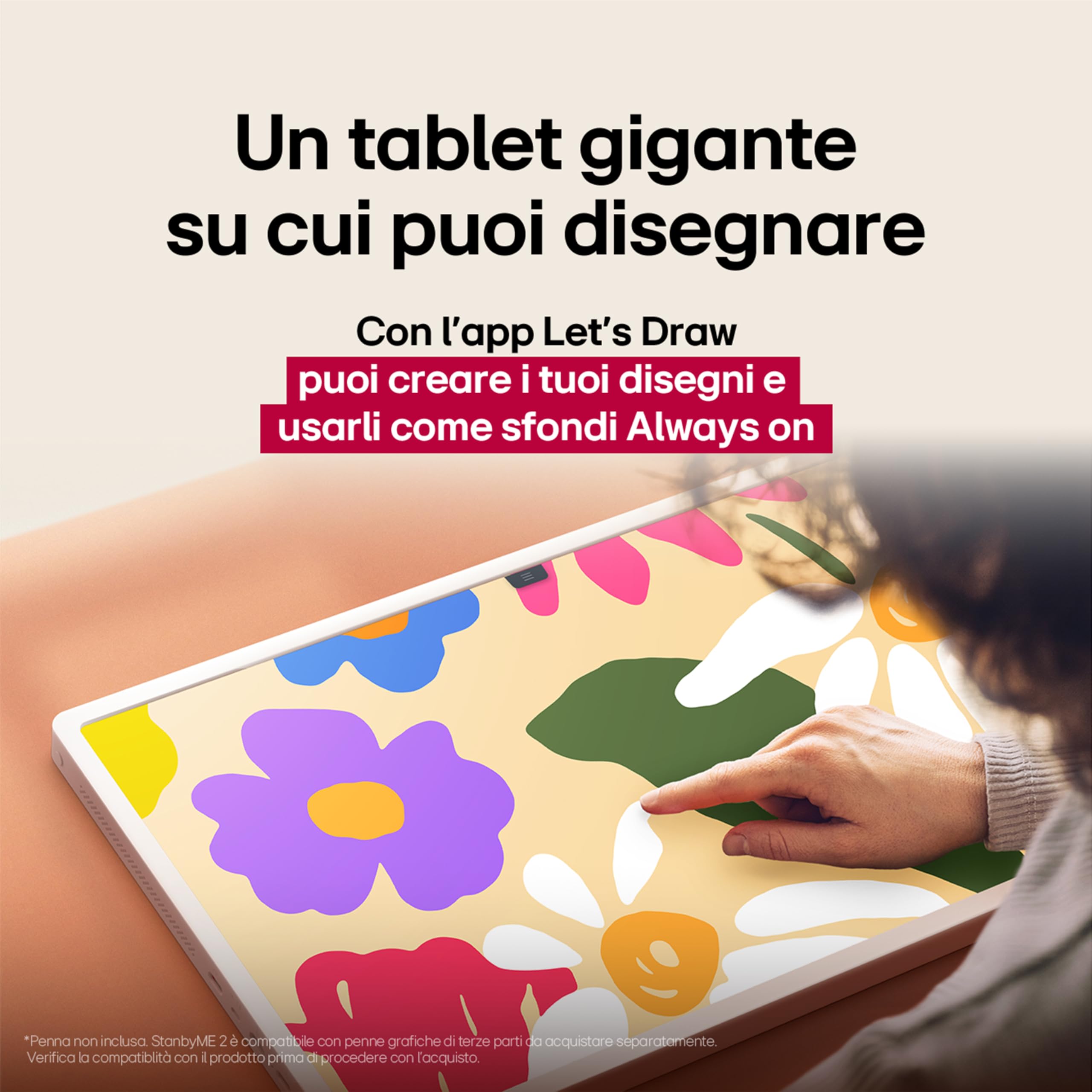 LG StanbyME 2 27LX6TDGA, Schermo Portatile Touchscreen 27'' Orientabile, Monitor Touch con Base a Stelo con Rotelle, Batteria Integrata 4 ore, Wi-Fi, webOS, Dolby Vision, Dolby Atmos, HDMI, USB-C 2025