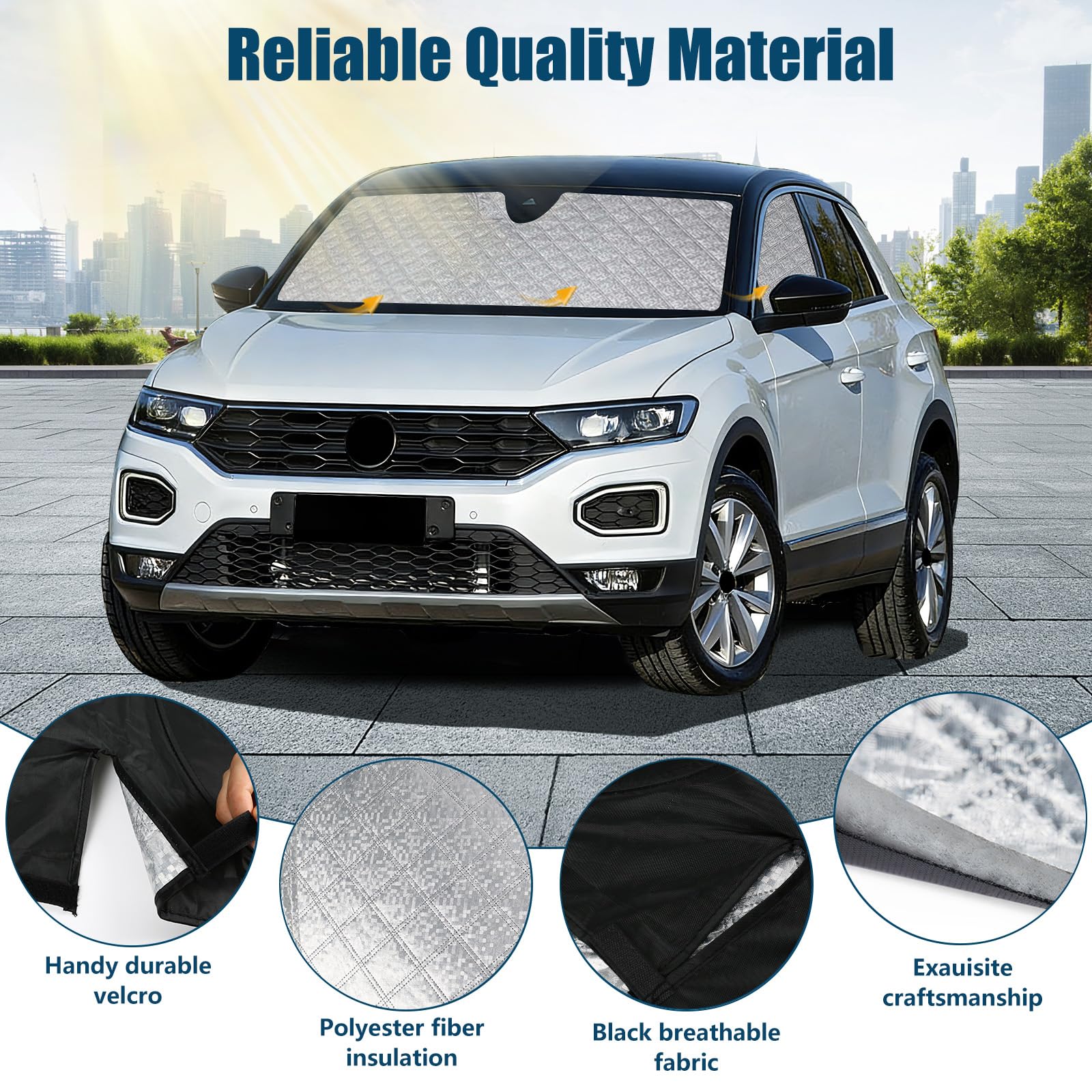 Pare Soleil Voiture Interieur pour VW T-Roc 2018-2025, 3 Pièces Protection Solaire Pare-Brise Thermiques Occultante Bloquer Rayons UV et Garder Votre Véhicule au Frais