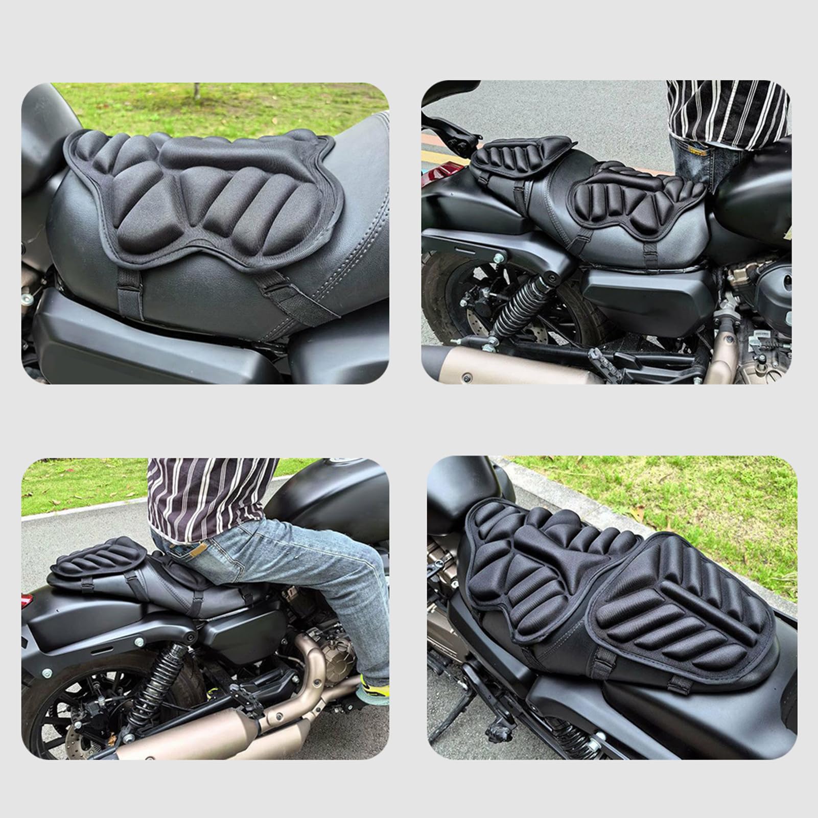 HUIOP Coussin De Siège De Moto De Refroidissement Arrière Universel, Housse De Siège 3D Antidérapante Pour Motos Et Scooters