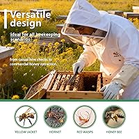 Vista 6 de Traje de abeja para hombres y mujeres, a prueba de picaduras, traje de apicultura de polialgodón, disfraz de apicultor y con guante y capucha