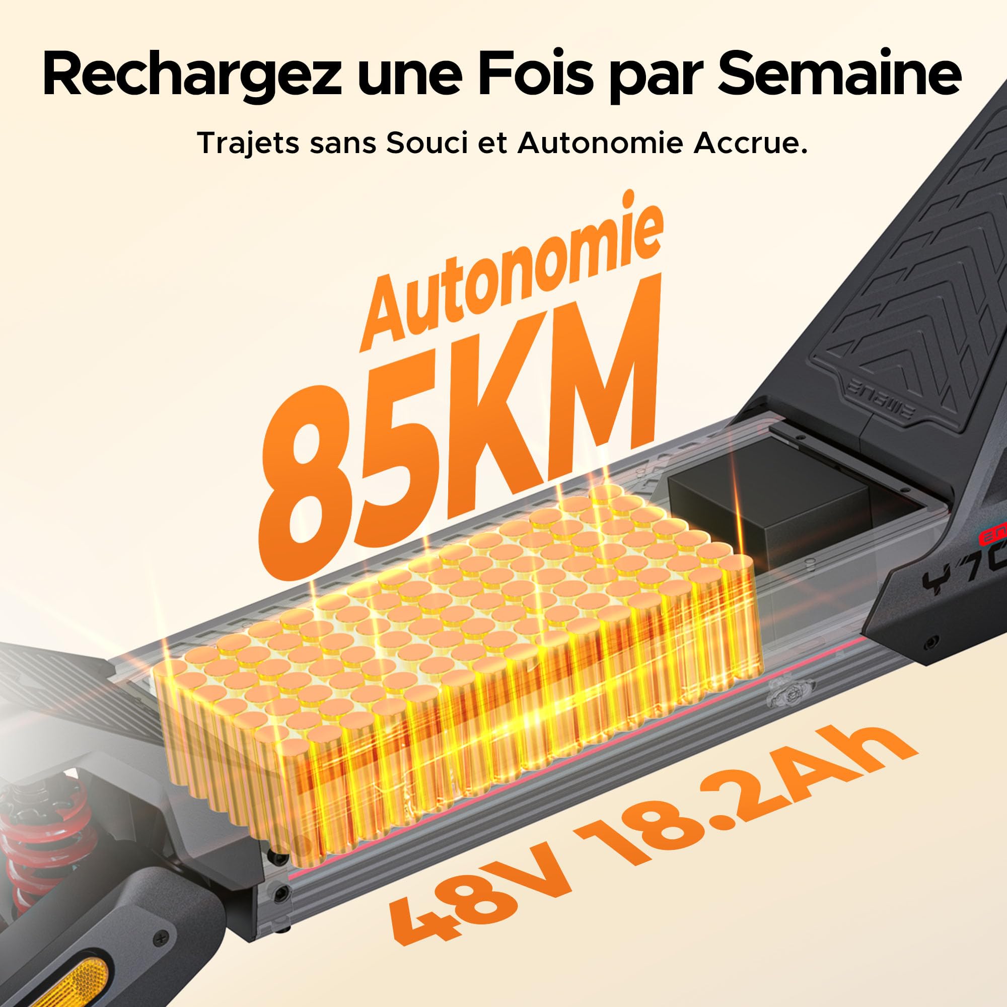 ENGWE Trottinette Électrique Pliable, Y700 | Batterie 48 V 18.2 Ah, NFC et Bluetooth, Autonomie Jusqu'à 85 Km, Suspension Tout-Terrain