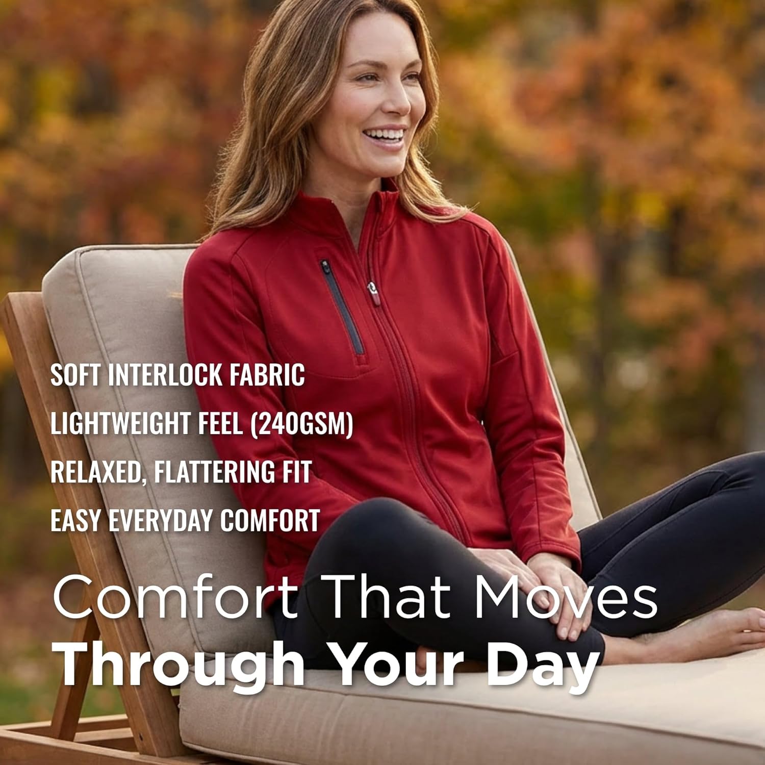 Antigua Women’s Generation Full Zip Jacket - Lightweight Stretch Interlock - Contoured Fit & Everyday Layering - Image 3