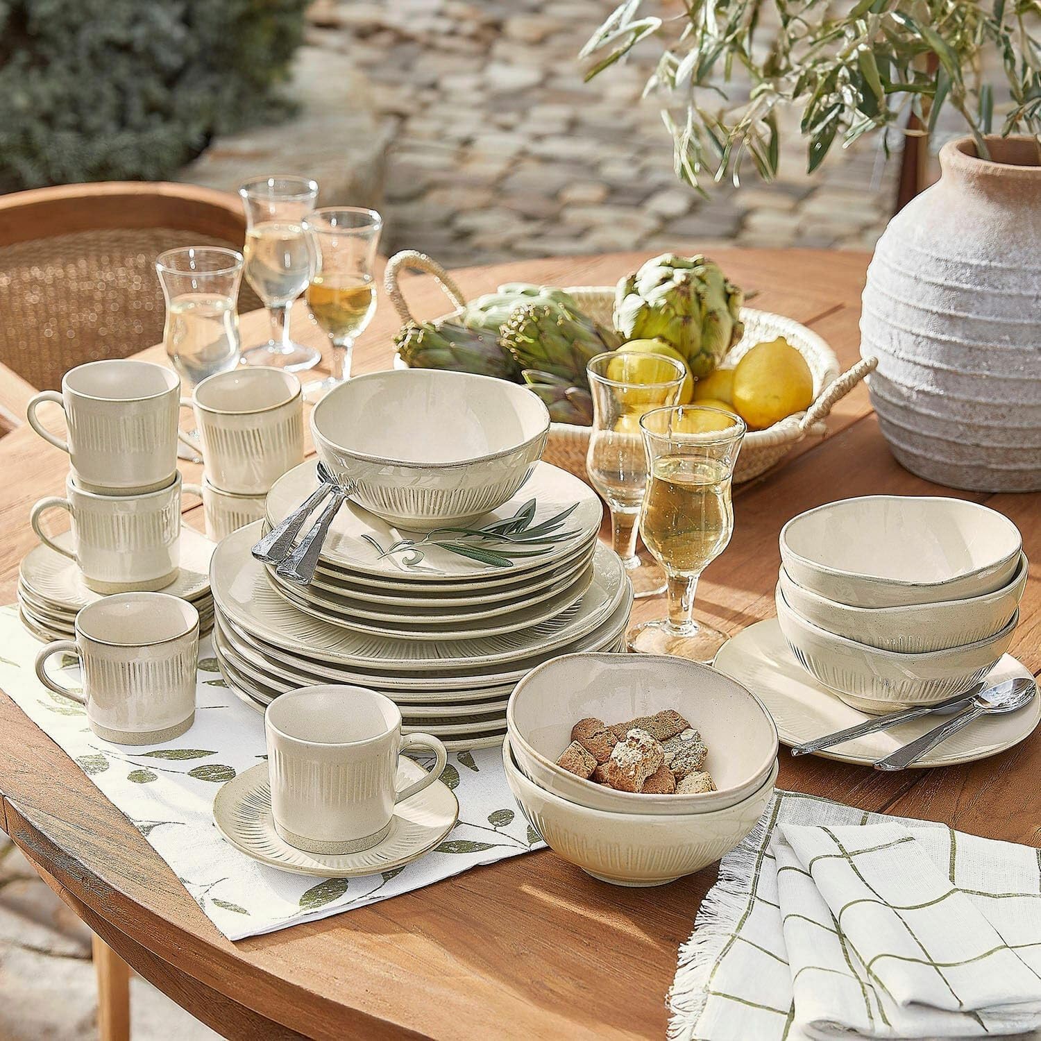 LOBERON Geschirr 30er Set Périers, creme