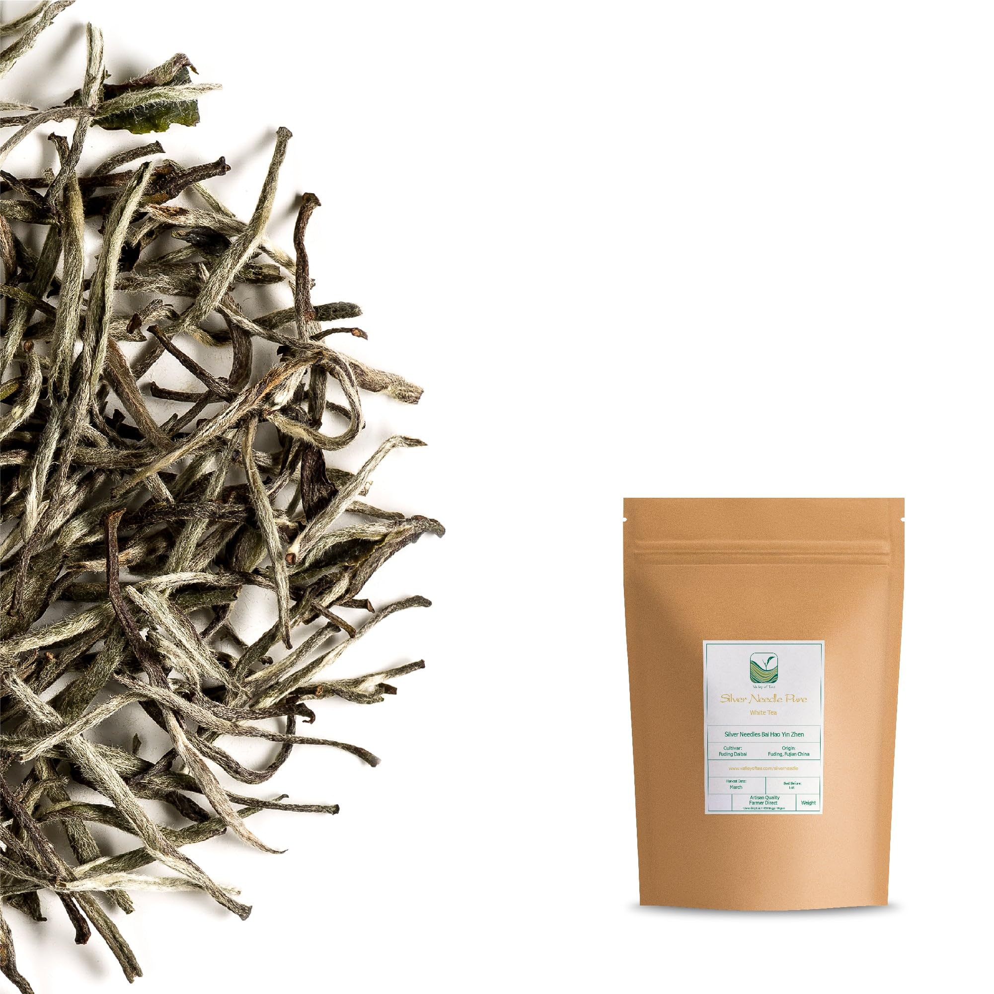 Baihao Yinzhen Thé Blanc Chine - Aiguilles D'argent Thé Chinoise - Silver Needle - Bai Hao Yin Zhen 15g | aux arômes délicats de miel et de fleurs pour une dégustation raffinée